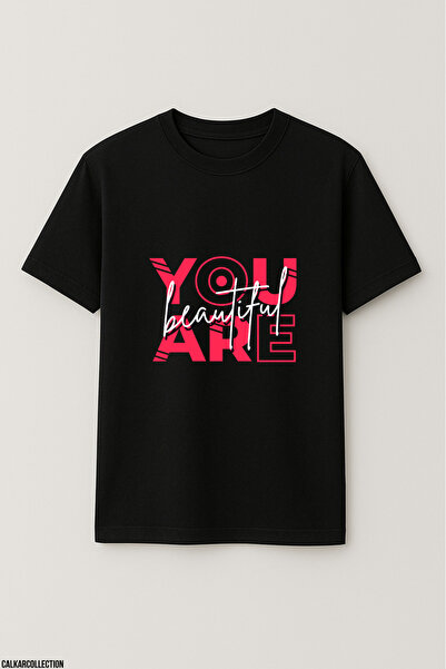 CALKARCOLLECTION تيشيرت للجنسين بمقاس كبير مكتوب عليه "أنتِ جميلة"