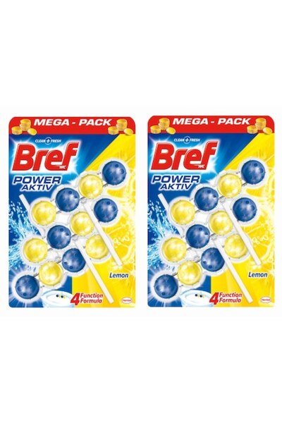 Bref 2x Power Aktiv Bile de Toaletă cu Lămâie 3x50g