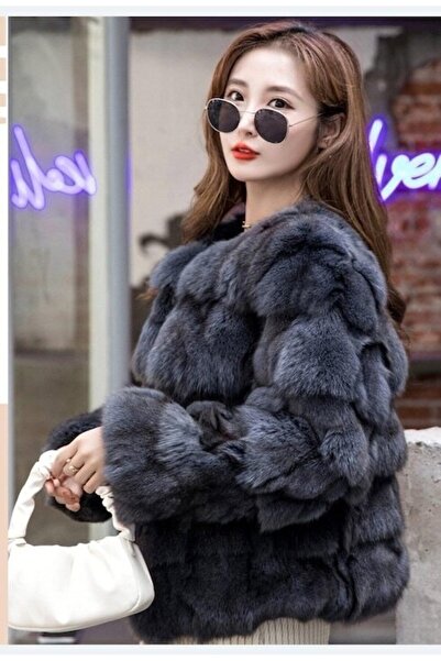 OEM Natural fox fur, warm, Black, universal size