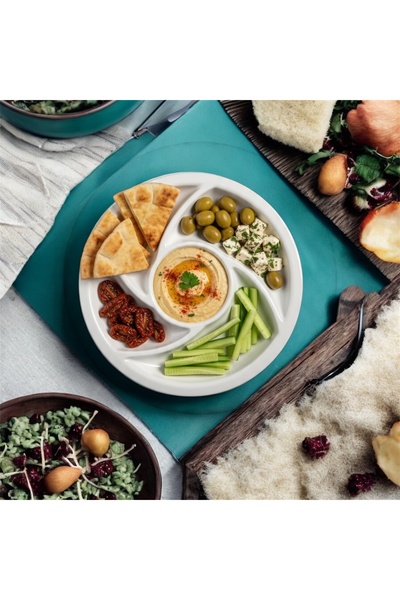 cc bin shihon Round 5-section appetizer and nut dish, 24 cm, healthy and break-resistant melamine