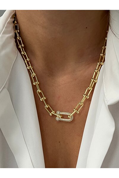 Twinssis Accessories قلادة تيف مرصعة بالذهب من ماركة تيف