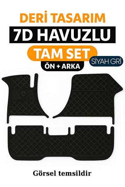 TROBUS Ford Courier 2014-2023 7D Havuzlu Deri Oto Paspas Seti - [Siyah Gri]