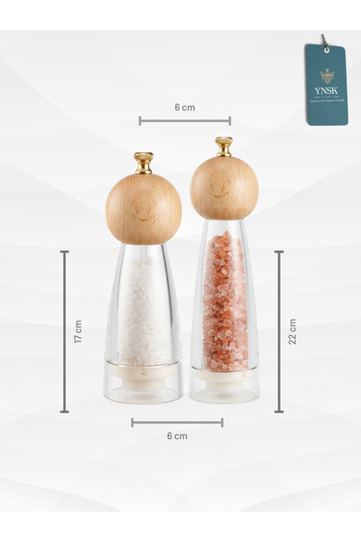 YNSK Luxury |   Bamboox |   Acrylic Salt and Pepper Grinder Spice Grinder Transparent with Luxury Gold Detail