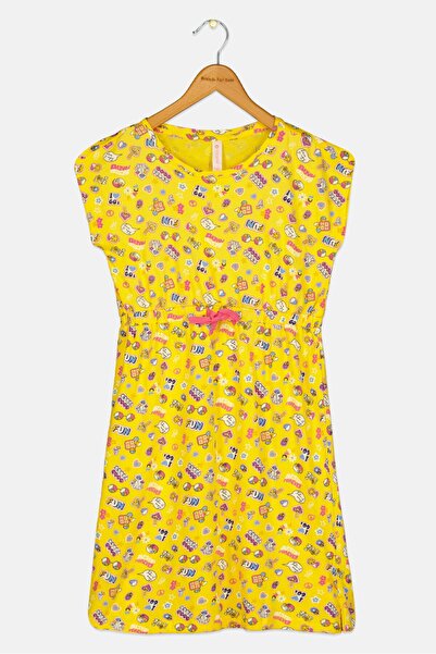 Zivame Kids Girl Allover Print Short Sleeves Sleeping Dress, Multicolor