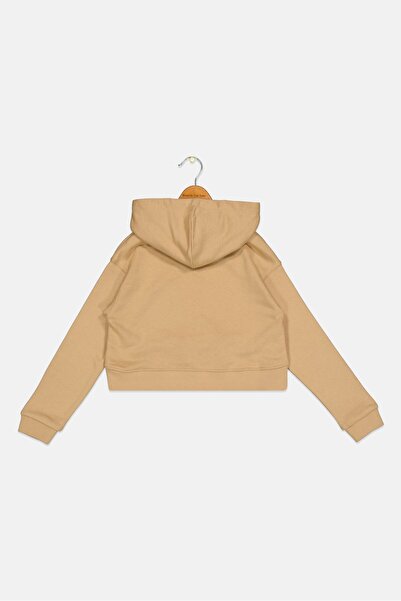 Puma Kids Girl Embroidered Logo Long Sleeve Outdoor Hoodie, Tan