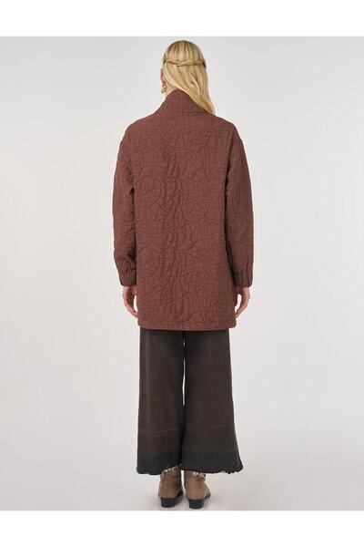 Kayra Mock Neck Waffle Tunic Brown