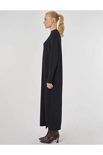 Kayra Reglan Sleeve Knitwear Dress Black