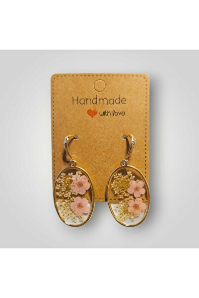 Pawnest Handmade Real Flower Resin Dangle Earrings – Oval Handmade Design (Pi...