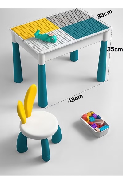 Generic Kids 5-in-1 Multi Activity Table Set-190 Pcs Building Blocks Bricks Play Toy Table Includes 1 Chair