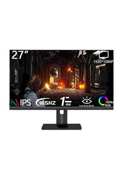 FlashHawk شاشة ألعاب مسطحة IPS مقاس 27 بوصة مع شاشة عالية الدقة بالكامل (1920 × 1080)، ووقت استجابة 1 مللي ثانية