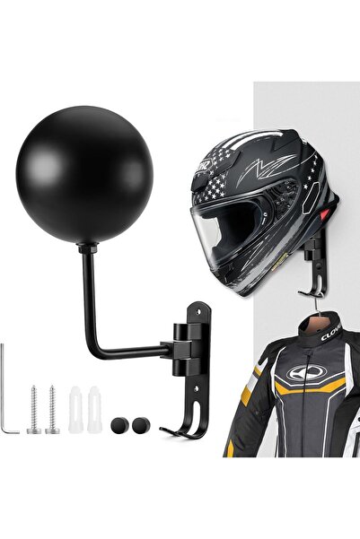 PAHTTO Motorcycle Helmet Holder Wall Mount - 180° Rotating, Double Hook