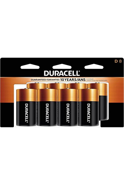 Duracell بطاريات Coppertop D، عبوة من 8 قطع، بطاريات قلوية D متعددة الأغراض