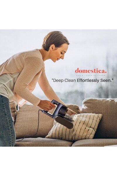 DOMESTICA Dustro Bed Vacuum Cleaner with UV-C Light, 13KPA Suction (Navy Blue)