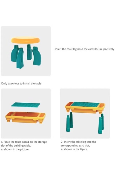 Generic 63Pcs Building Block Table Baby's Assembled Particle Toys Educational Puzzle Game Table With 1 Chair