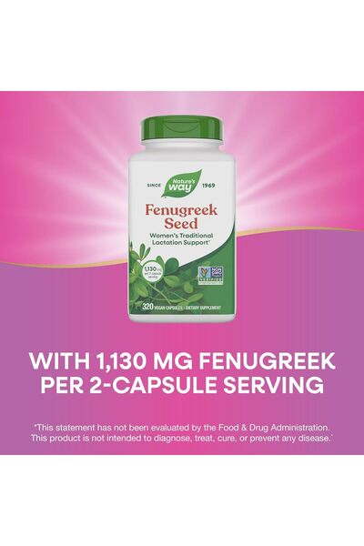 Nature's Way Fenugreek Seed, Traditional Lactation Supplement, 320 Vegan Capsules