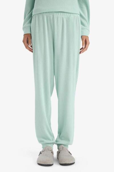 DeFacto Pajama Set Regular Fit Waffle Long Sleeve Top Long Bottom-Fall in Love G1354Ax25Au