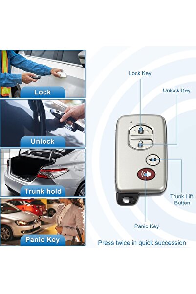 X AUTOHAUX 4-Button Replacement Key Shell for Toyota Avalon, Camry, Corolla, Prius, Rav4