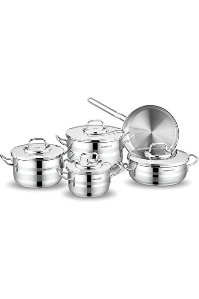 KORKMAZ Astra Stainless Steel Pot Set 9-Pieces