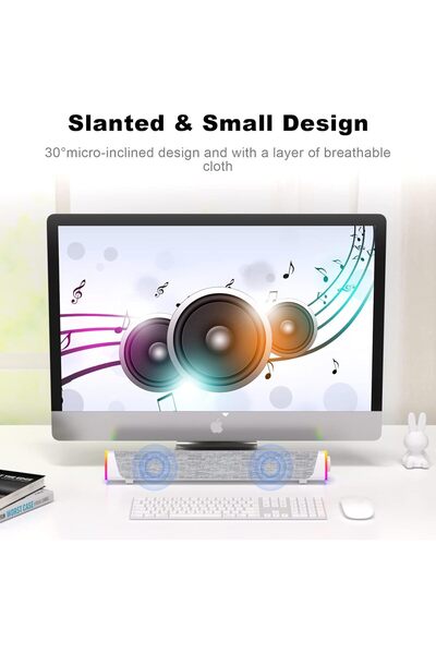 EXCEFORE R30 Plus USB-Powered Bluetooth V5.3 PC Soundbar with RGB Lights (Grey)