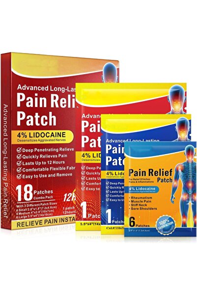 AZONEE 18 PCS Heat Patches with 3 Patch Sizes - Elastic Stretchable Back/Shoulder/Neck/Knee Adhesive