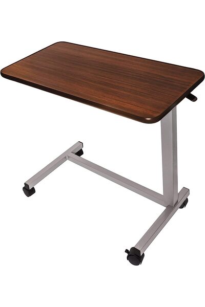 Vaunn Medical Adjustable Overbed Bedside Table With Wheels (Hospital and Home Medical Use)