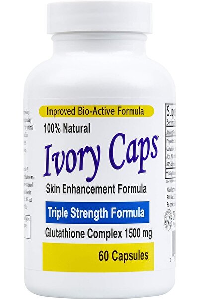 Ivory caps - Maximum 1500 mg Glutathione Skin Whitening Pills Complex, 60 Capsules