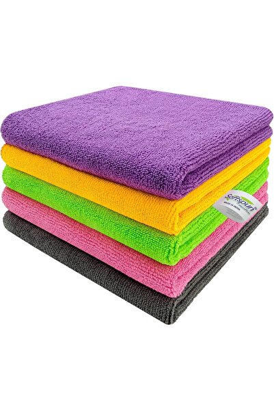 SOFTSPUN مناشف مايكروفايبر (5 قطع - 40 × 60 سم - 340 غرام/متر مربع) متعددة ال...