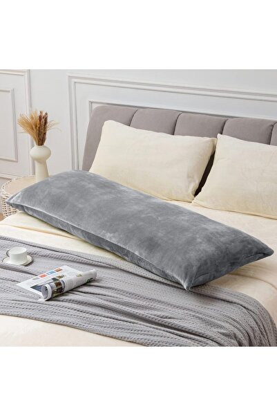 BEDELITE Body Pillow Cover with Zipper, Fuzzy Fleece 20 x 54 Inches (Gray)