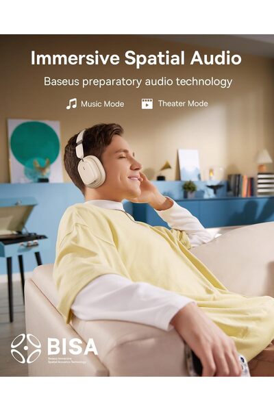 Baseus Bowie H1i Noise Cancelling Wireless Headphones - White