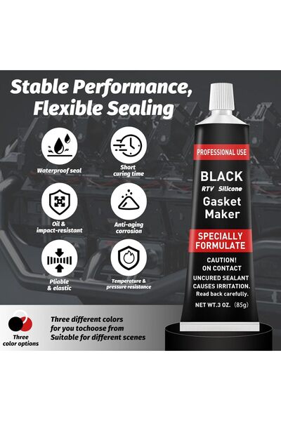KASTWAVE RTV Silicone Gasket Maker, High Temp Oil-Resistant Sealant for Engines (Black, 170g)