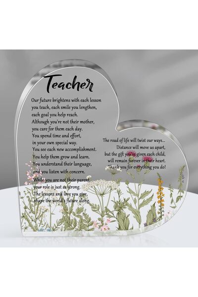 Roowest ثقالة ورق على شكل قلب أكريليك - ديكور مكتبي لتقدير المعلم