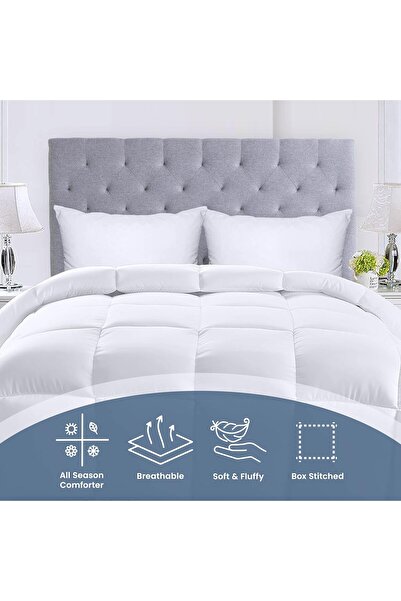 Utopia Bedding Comforter - All Season Queen Size Plush Siliconized Fiberfill - White - Box Stitched