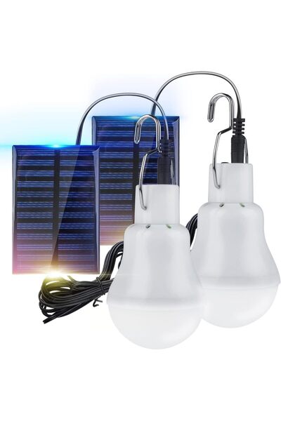 KASTWAVE Solar Powered LED Shed Light Bulb, 2 Pack with Solar Panel (UK1)