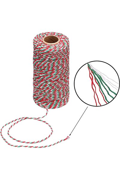 SYOSI Colored Cotton Rope, 200m (2 Rolls) 2mm Red & White Cotton Twine