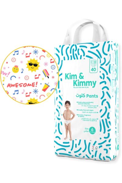 Kim&Kimmy Kim & Kimmy Eco Diaper Pants, Size 6 (15-20 kg), 40 Count - 12 Hour Leak Protection