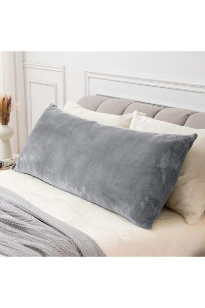 BEDELITE Body Pillow Cover with Zipper, Fuzzy Fleece 20 x 54 Inches (Gray)
