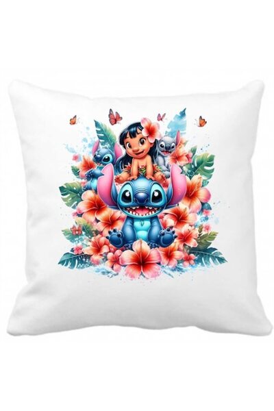 CRD PRINT Personalized Pillow with LILO-STITCH-5 Print, 40 x 40 cm, Polyester, White