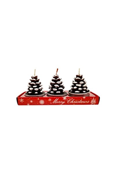 OEM Set of 3 decorative candles, fir-cone shape, brown, 6 cm