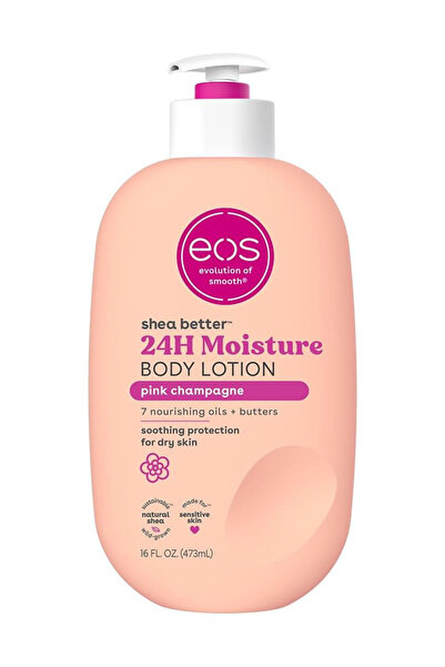 Eos لوشن للجسم من شيا بيتر - بينك شامبين للعناية بالبشرة على مدار 24 ساعة خفي...