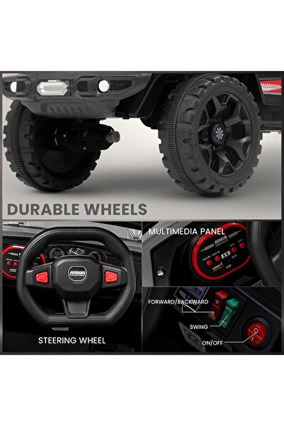 Toybox Electric Jeep for Kids Ride on Toy Rechargeable Baby Car with LED & RGB Light & Music, Red