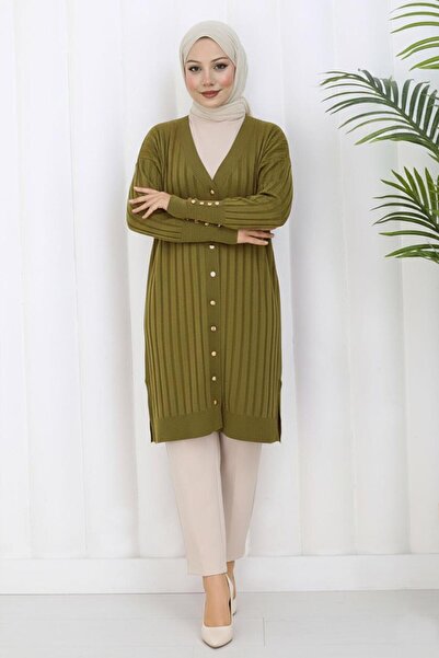 TRENDTESETTÜR Women's Green (Acid) Knitwear Cardigan t 9713