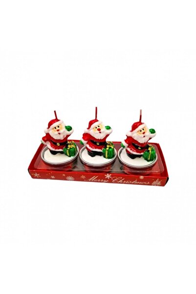 OEM Set of 3 decorative Santa Claus candles, white and red, size 14x7x5 cm