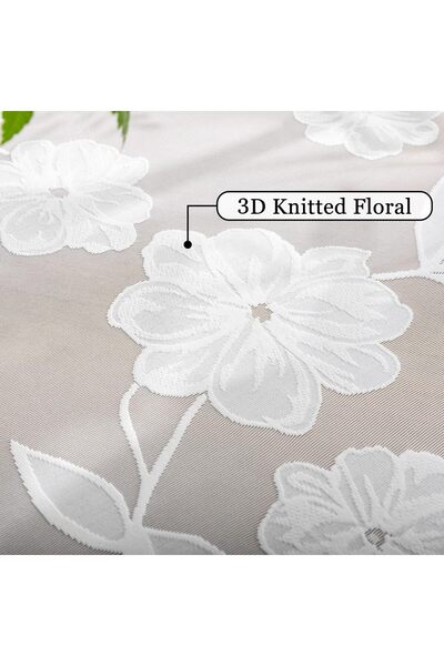 TREATMENTEX Semi-Sheer White Lace Curtains, 52" W x 95" L (Pair), Embroidered Pink Flowers