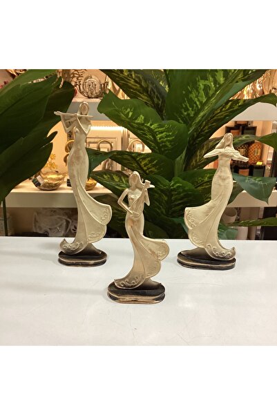 goldhomedesign 3’lü Müzisyen Kızlar Dekoratif Obje Biblo