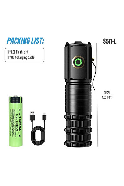 Choice مصباح يدوي 3 LED فائق السطوع ببطارية 18650 مصنوع من سبائك الألومنيوم 18350 قابل لإعادة الشحن بمنفذ USB IPX