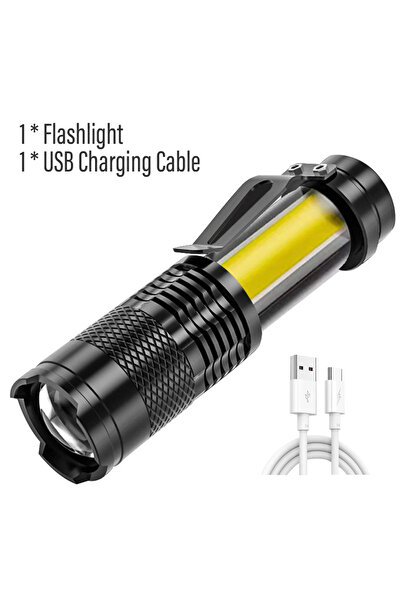 Choice قائمة حزمة SK68 مصابيح يدوية صغيرة 2000 لومن مزودة ببطارية مدمجة وشحن USB ومصباح يدوي LED COB قابل للتكبير والتصغير