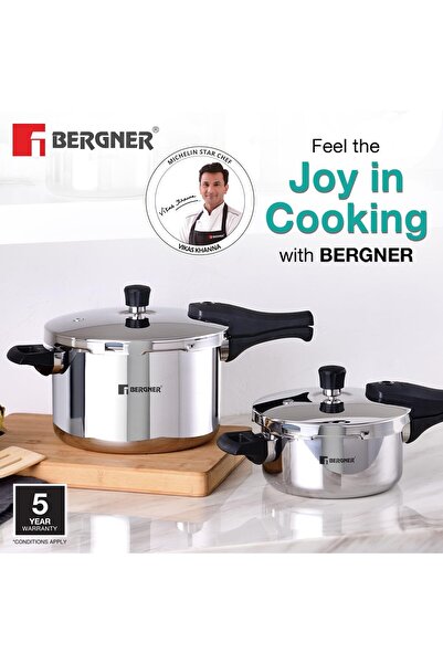 Bergner Argent Elements Triply 2.5L Pressure Pan with Triple Safety System and Pressure Indicator