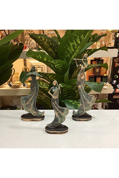 goldhomedesign 3’lü Müzisyen Kızlar Dekoratif Obje Biblo