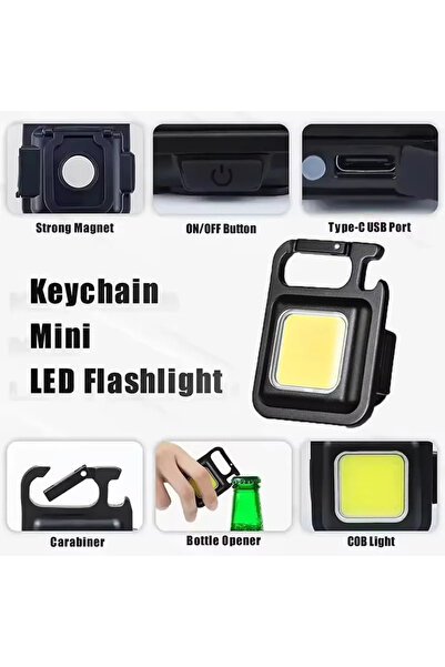 Choice J031 1PC MINI COB Super Bright Keychain Flashlight Charging Lamp Camping Lights with Magnet 4 Lighti