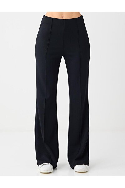 Jimmy Key Μαύρο παντελόνι Modal Jogger με ψηλόμεσο και φαρδύ πόδι